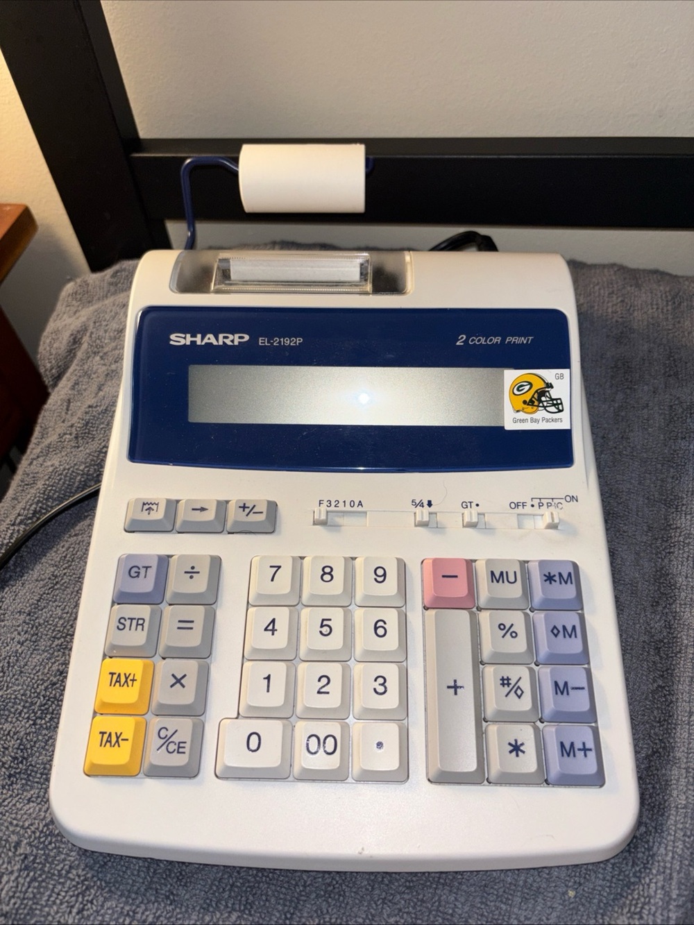 Sharp EL-2192P 2-Color Print Desktop Calculator — White with Blue Accents